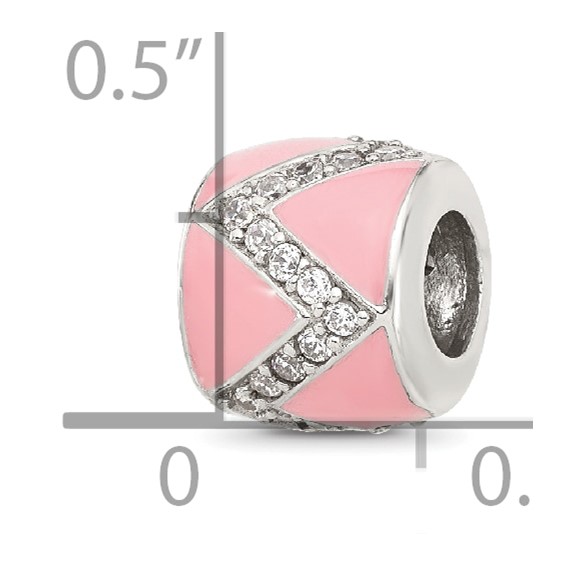 Sterling Silver Reflections Pink Enamel with CZ Design Bead