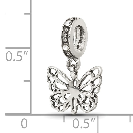 Sterling Silver Reflections Crystal Butterfly Dangle Bead
