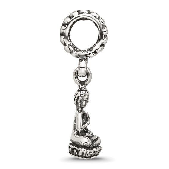 Sterling Silver Reflections Antiqued Budda Dangle Bead