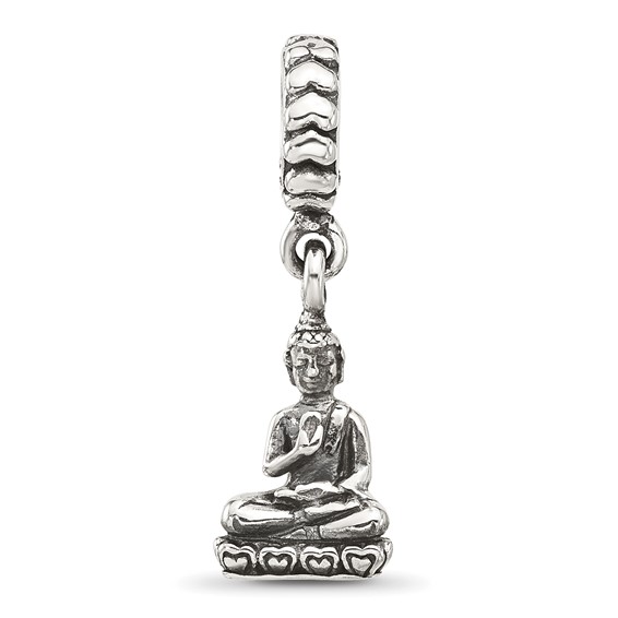 Sterling Silver Reflections Antiqued Budda Dangle Bead