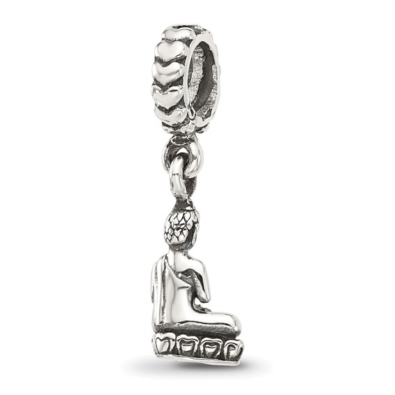 Sterling Silver Reflections Antiqued Budda Dangle Bead