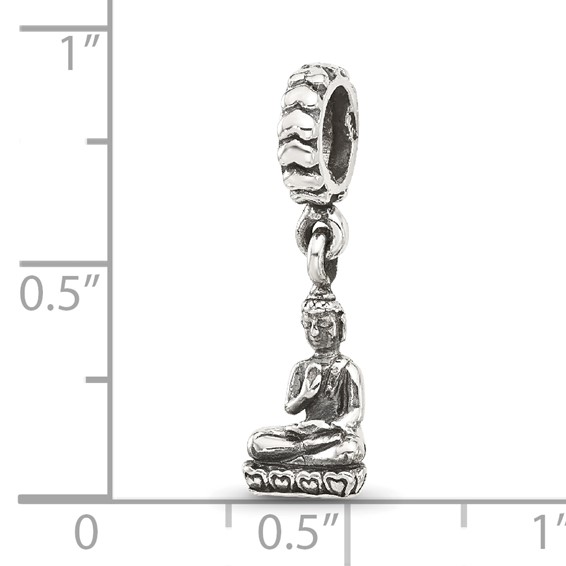 Sterling Silver Reflections Antiqued Budda Dangle Bead
