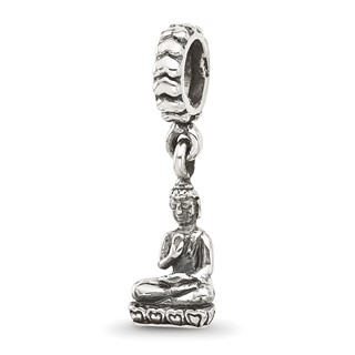 Sterling Silver Reflections Antiqued Budda Dangle Bead