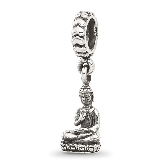 Sterling Silver Reflections Antiqued Budda Dangle Bead