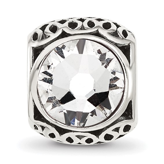 Sterling Silver Reflections Antiqued Clear Crystal Bead