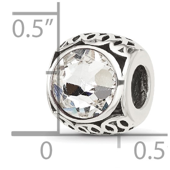 Sterling Silver Reflections Antiqued Clear Crystal Bead