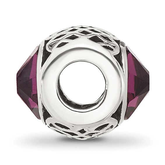 Sterling Silver Reflections Antiqued Purple Crystal Bead