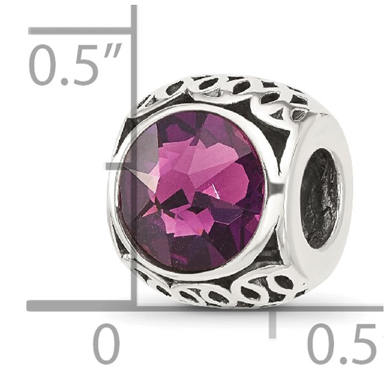 Sterling Silver Reflections Antiqued Purple Crystal Bead