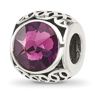 Sterling Silver Reflections Antiqued Purple Crystal Bead