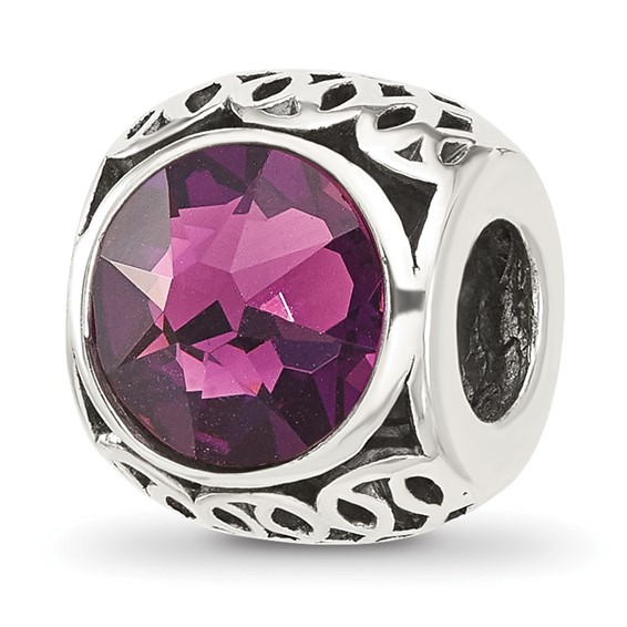 Sterling Silver Reflections Antiqued Purple Crystal Bead