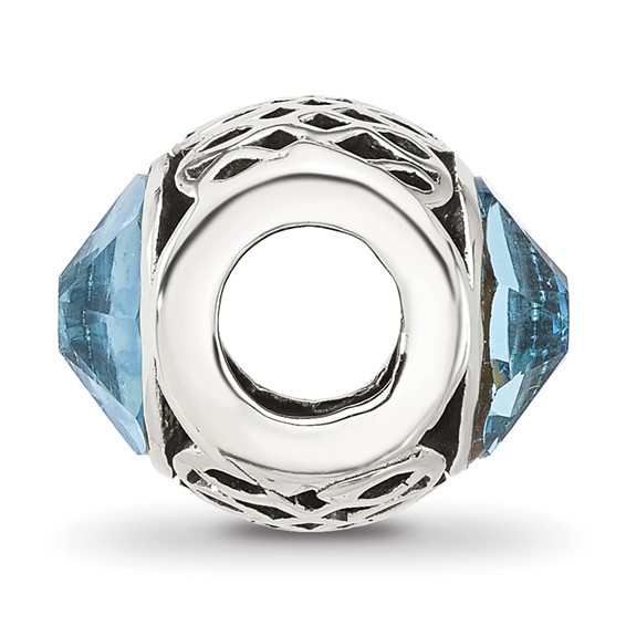 Sterling Silver Reflections Antiqued Light Blue Crystal Bead
