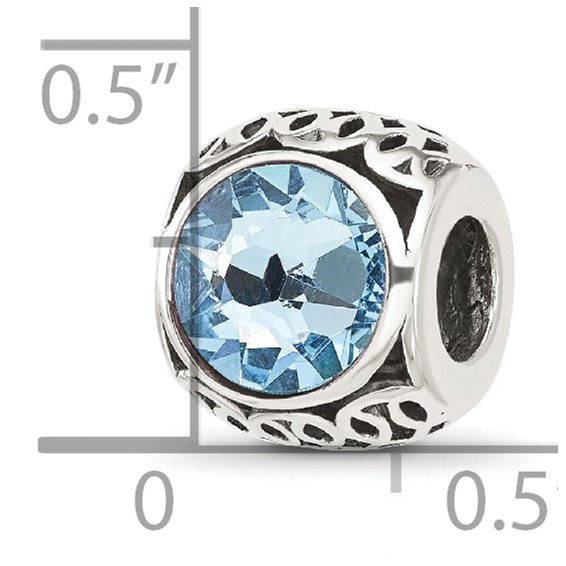 Sterling Silver Reflections Antiqued Light Blue Crystal Bead