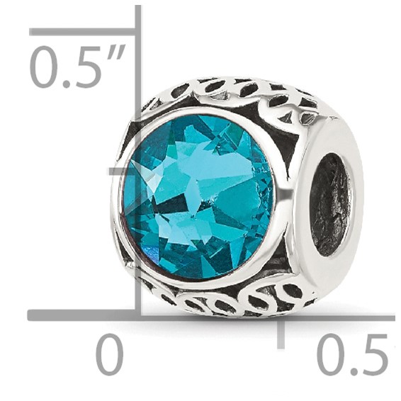 Sterling Silver Reflections Antiqued Teal Crystal Bead