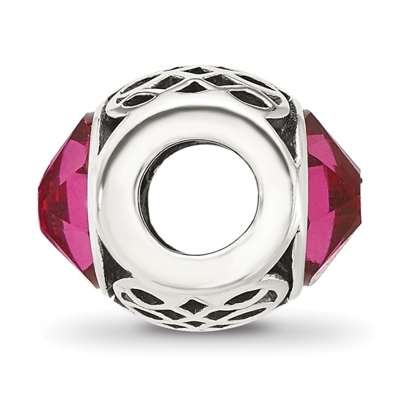 Sterling Silver Reflections Antiqued Dark Pink Crystal Bead