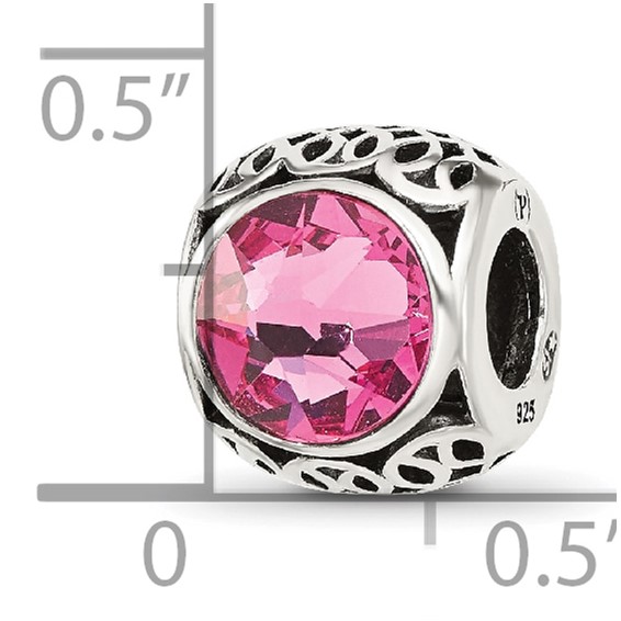 Sterling Silver Reflections Antiqued Pink Crystal Bead