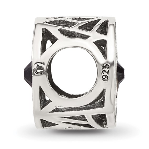 Sterling Silver Reflections Black Crystal Spider Web Bead