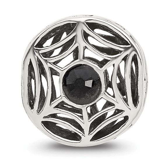 Sterling Silver Reflections Black Crystal Spider Web Bead