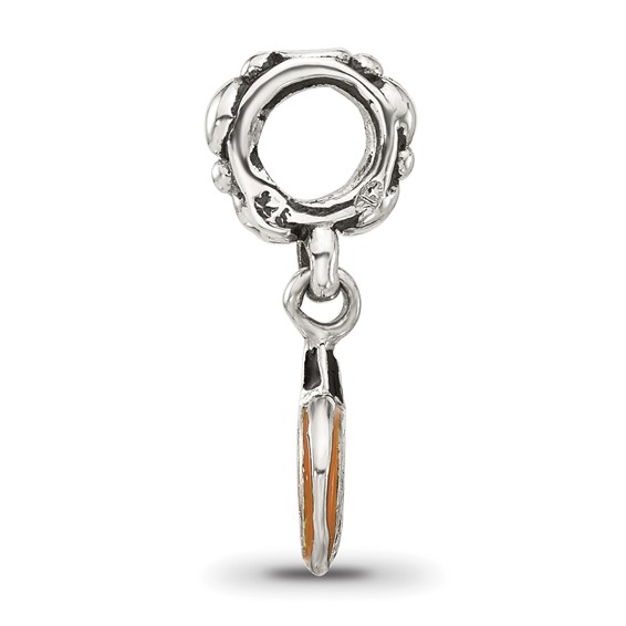 Sterling Silver Reflections Orange Enameled Pumpkin Dangle Bead