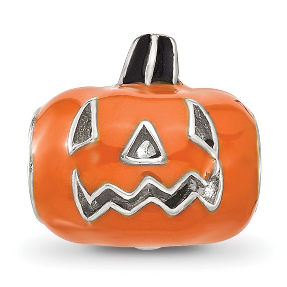 Sterling Silver Reflections Orange Enameled Pumpkin Bead