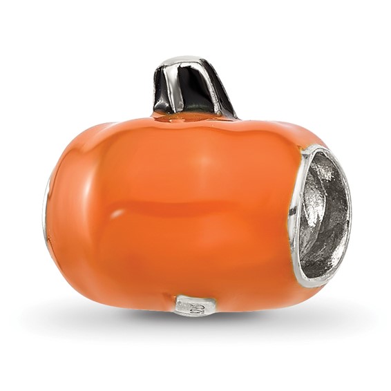 Sterling Silver Reflections Orange Enameled Pumpkin Bead
