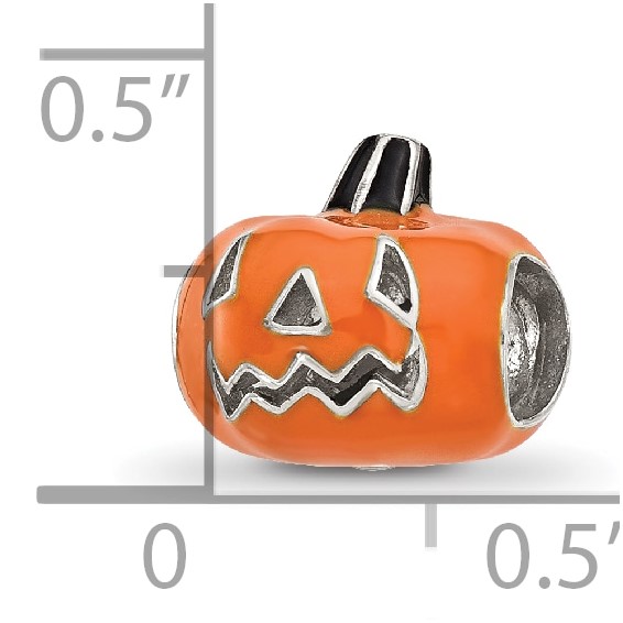 Sterling Silver Reflections Orange Enameled Pumpkin Bead