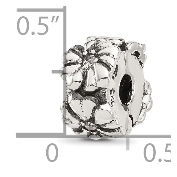 Sterling Silver Reflections CZ Floral Clip Bead