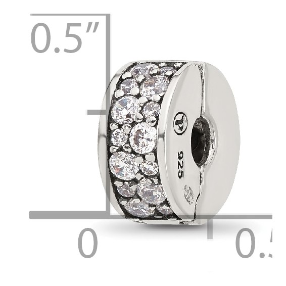 Sterling Silver Reflections Cluster CZ Clip Bead