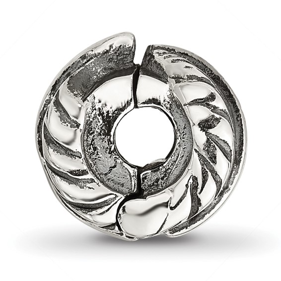 Sterling Silver Reflections Antiqued Leaf Clip Bead