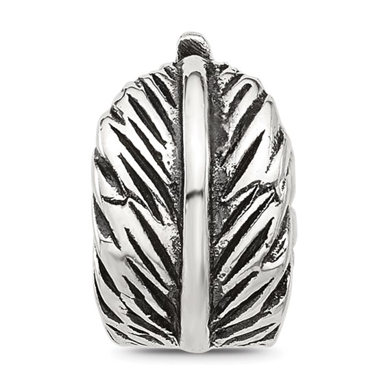 Sterling Silver Reflections Antiqued Leaf Clip Bead