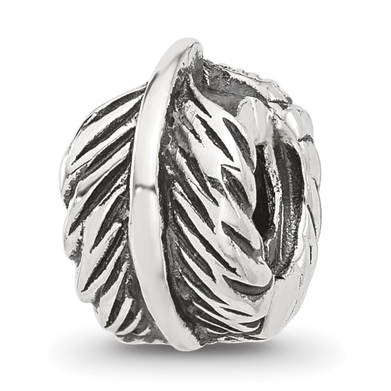 Sterling Silver Reflections Antiqued Leaf Clip Bead