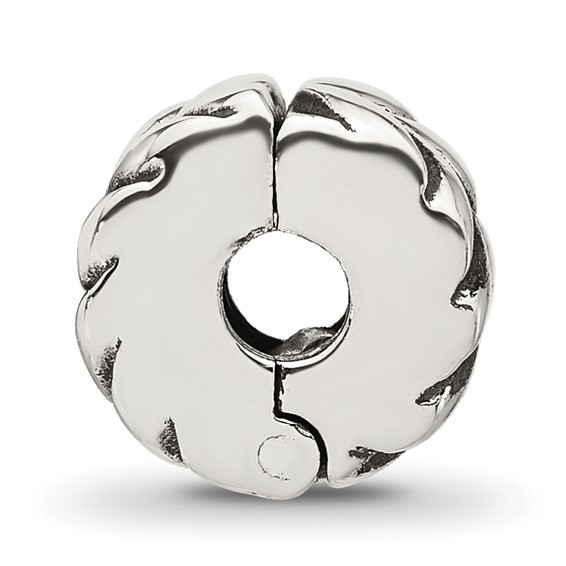 Sterling Silver Reflections Antiqued Leaf Design Clip Bead