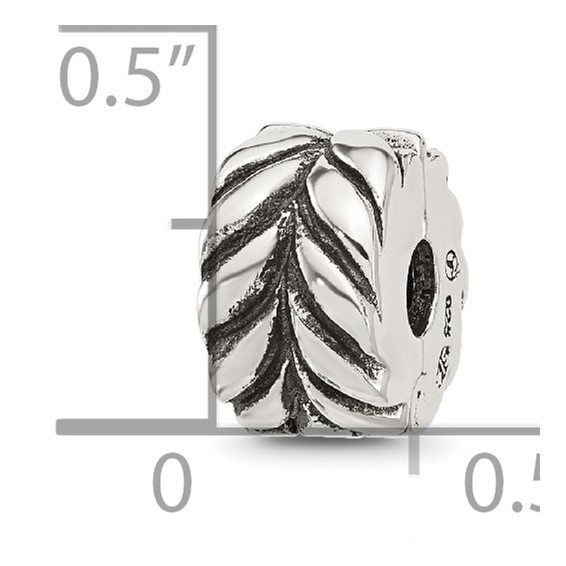 Sterling Silver Reflections Antiqued Leaf Design Clip Bead