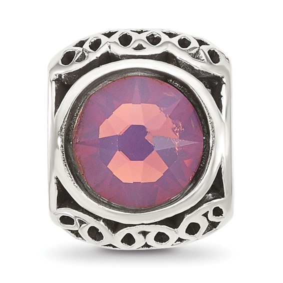 Sterling Silver Reflections Antiqued Purple Crystal Bead