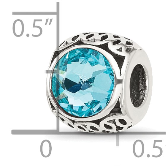 Sterling Silver Reflections Antiqued Light Blue Crystal Bead