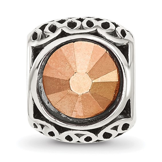 Sterling Silver Reflections Antiqued Brown Crystal Bead