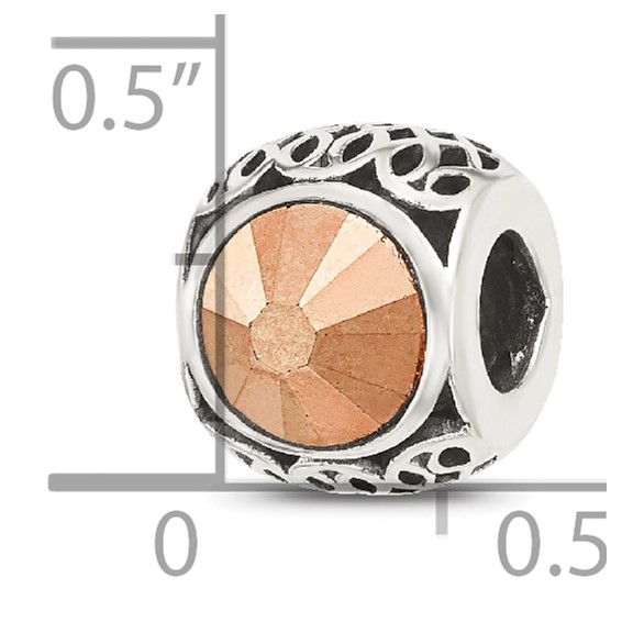 Sterling Silver Reflections Antiqued Brown Crystal Bead