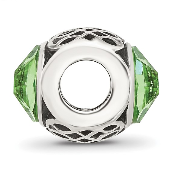 Sterling Silver Reflections Antiqued Light Green Crystal Bead