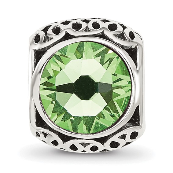 Sterling Silver Reflections Antiqued Light Green Crystal Bead