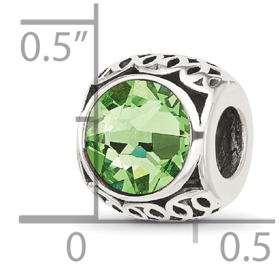 Sterling Silver Reflections Antiqued Light Green Crystal Bead