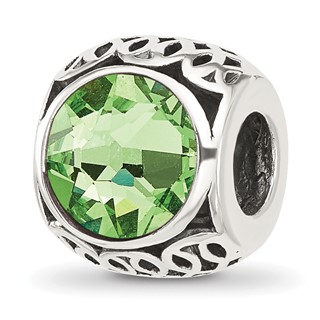 Sterling Silver Reflections Antiqued Light Green Crystal Bead
