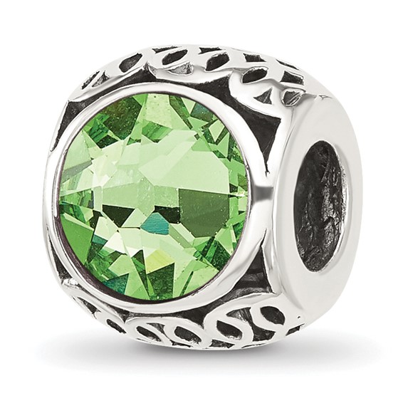 Sterling Silver Reflections Antiqued Light Green Crystal Bead