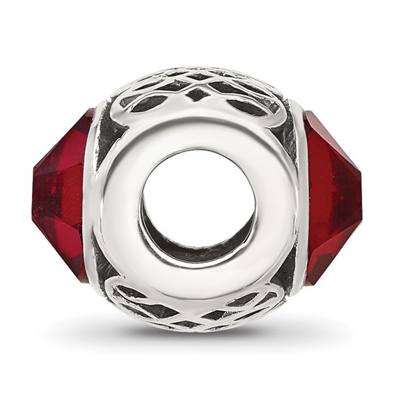 Sterling Silver Reflections Antiqued Dark Red Crystal Bead