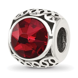 Sterling Silver Reflections Antiqued Dark Red Crystal Bead