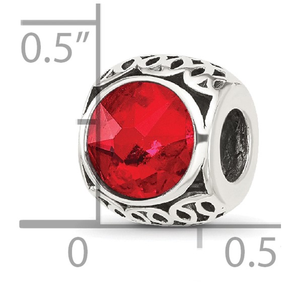 Sterling Silver Reflections Antiqued Light Red Crystal Bead