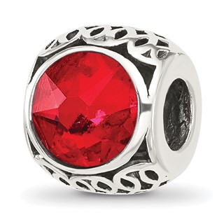 Sterling Silver Reflections Antiqued Light Red Crystal Bead