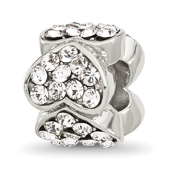Sterling Silver Reflections Clear Crystal Hearts Bead