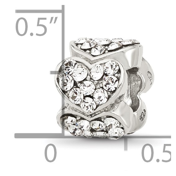 Sterling Silver Reflections Clear Crystal Hearts Bead