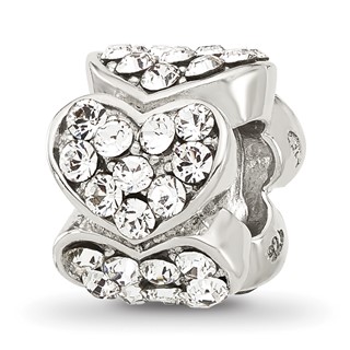 Sterling Silver Reflections Clear Crystal Hearts Bead