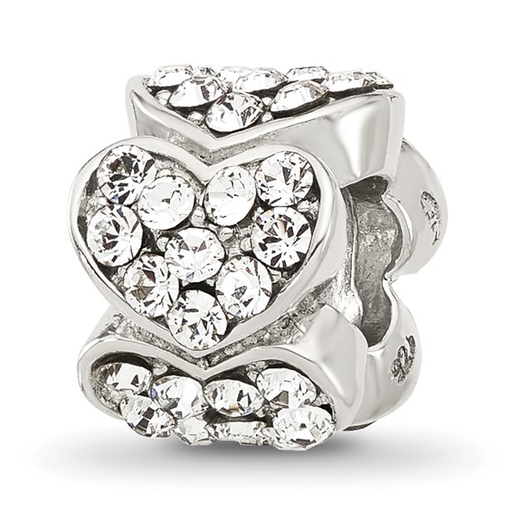 Sterling Silver Reflections Clear Crystal Hearts Bead