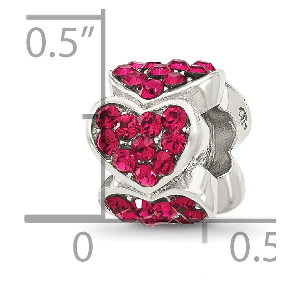Sterling Silver Reflections Red Crystal Hearts Bead